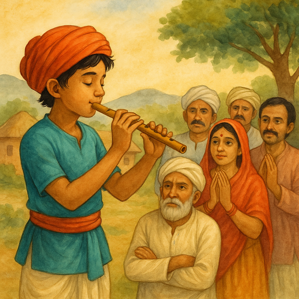 बासरीवाला मुलगा आणि गावकरी