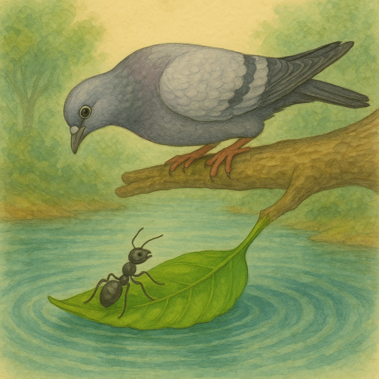 कबुतर आणि मुंगी ची गोष्ट